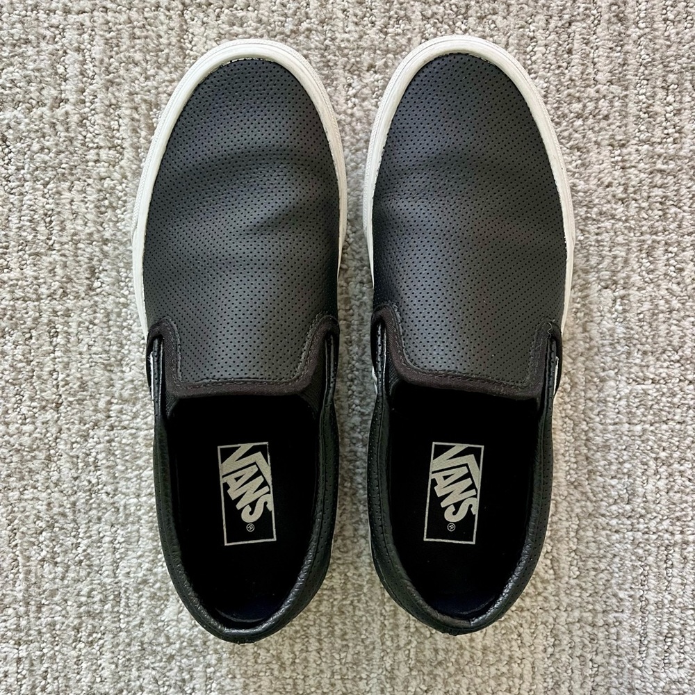 Black leather Vans - women’s size 8.5